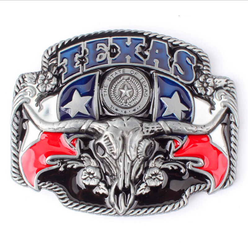 

2021 New Diy American West Cowboy Buckle Cow Head Belt Accessories Texas Style Kleg, Black