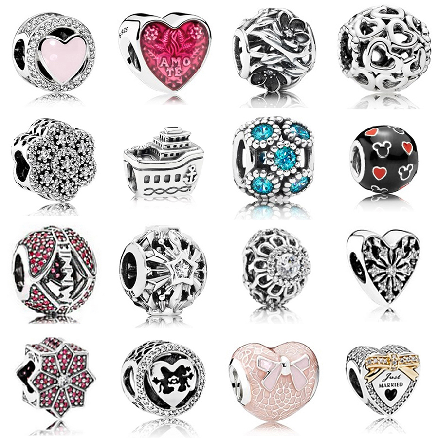 

NEW 2021 100% 925 Sterling Silver Pink Love charm Fit DIY Original Bracelet Fshion Jewelry Gift
