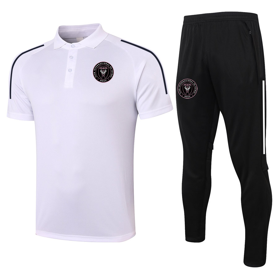 

2021 Inter Miami CF Short sleeve polo shirt sets soccer training suit sports jerseys adult soccer polos and pants kits Men's Tracksuits, Gray