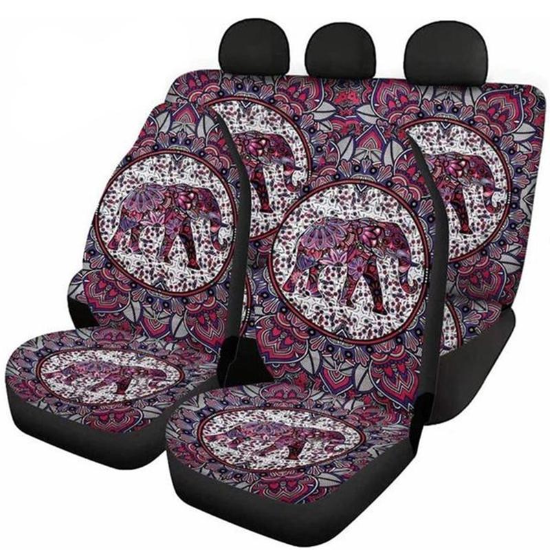 

Chair Covers Boho Elephant Tribal Print Car Seat Set Universal Auto Cushion Front And Back Protective Fit Most Cars Decor