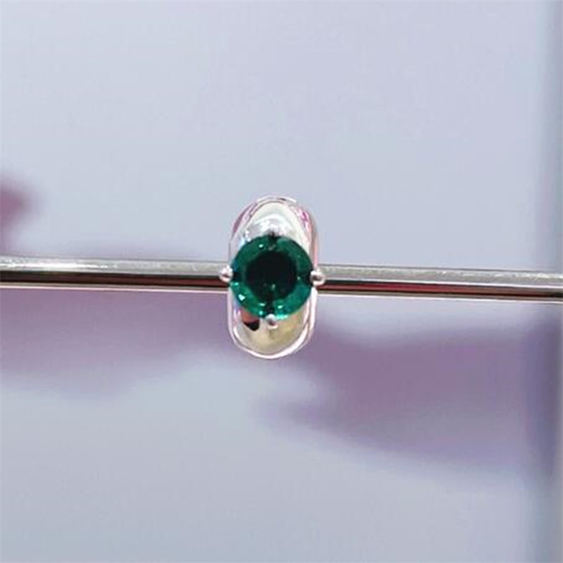 

2021 Spring S925 Sterling Silver Green /Purple Round Solitaire Clip Charm Bead Fits European Pandora Jewelry Bracelets Necklaces & Pendants