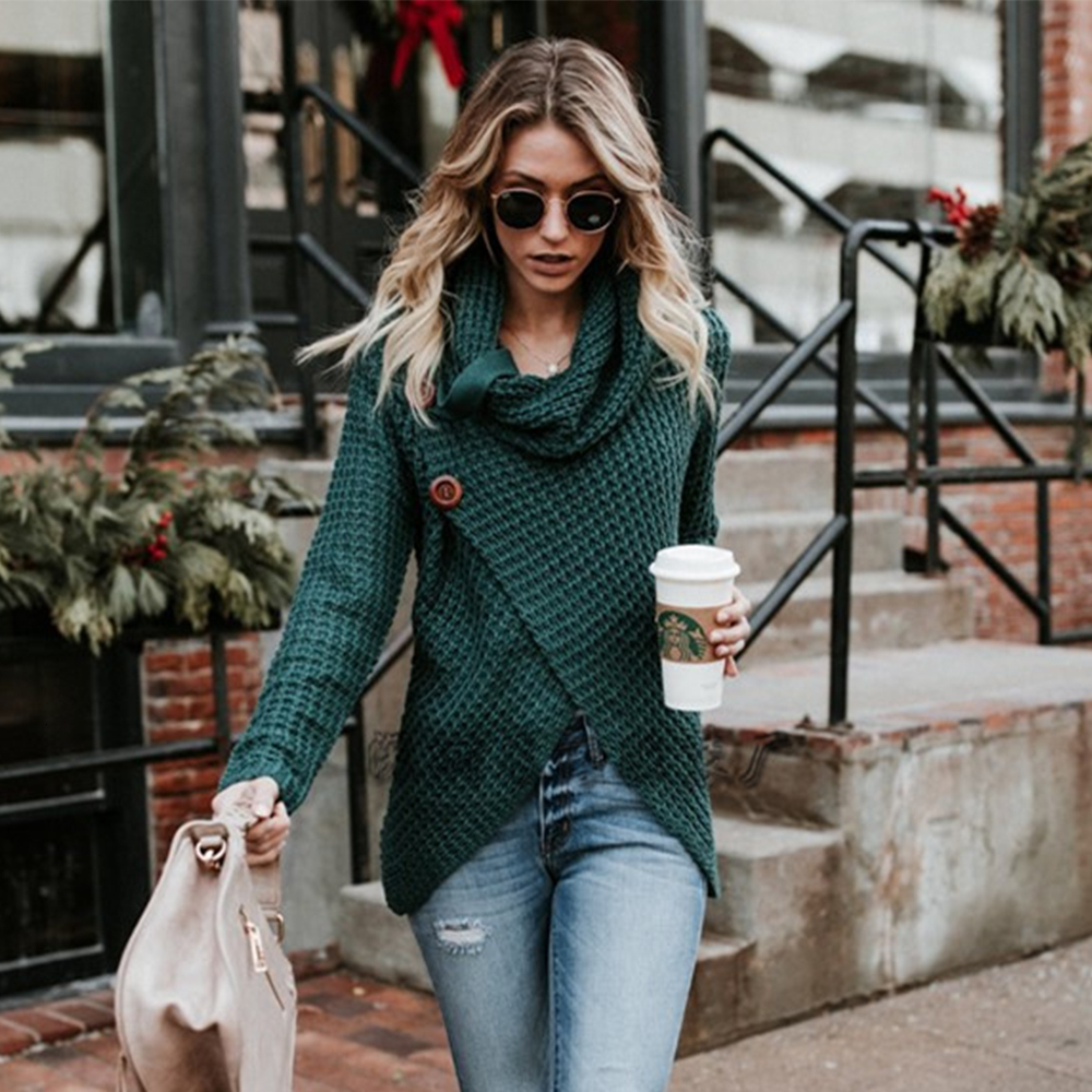 

2021 New Women Vintage Turtleneck Sweater Autumn Winter Long Sleeve Scarf Collar Solid Warm Knitted Female Casual Tops Plus Size 5xl Jvb7, Black