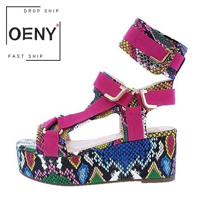 

New Hot Women's Gladiator Sandals Ladies Flat Platform Colorful Shoes Woman Casual Beach Summer Wedges Sandals Big Size 35-43, Yellow