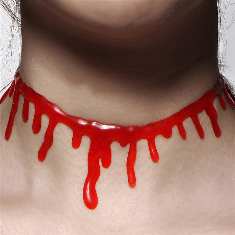 

Chokers Gothic Punk Halloween Red Blood Drip Necklace For Women Dripping Unique Choker Necklaces Horror Party Jewerly