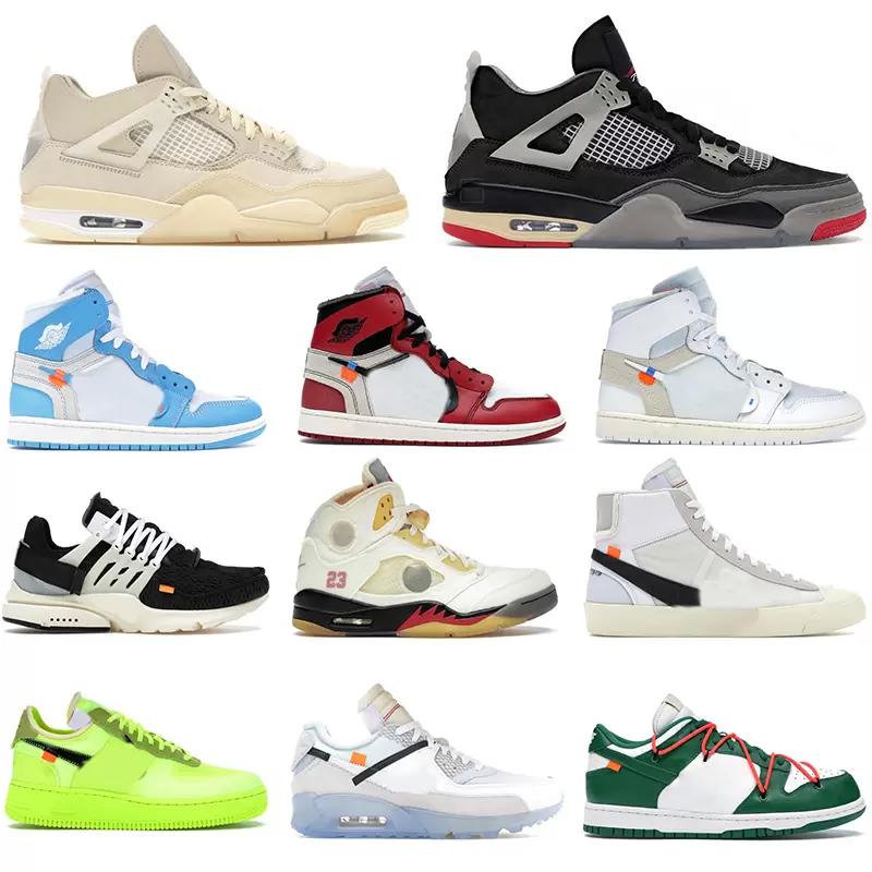 

New Release OF Authentic White 4 Sail Bred Black SP WMNS Shoes 1 High OG Power Blue UNC Chicago Red MCA Presto 2.0 Volt 90 Blazer Man Woman, 23