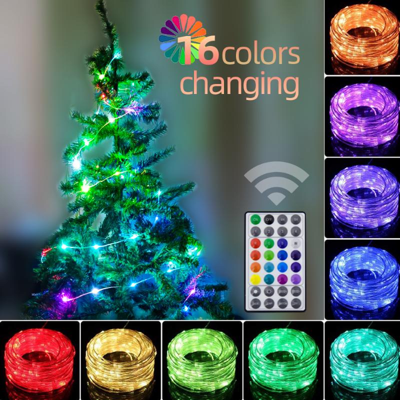 

LED String Lights For Christmas Tree 5m 10m 12m RGB Christmas Lights Vine Fairy Waterproof Usb Led Fairy String