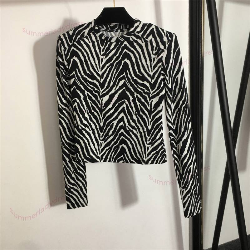 

Zebra Pattern T Shirt Thin Breathable Tight Pullovers Novelty Design Contrast Color Tees Long Sleeves Bottoming Shirts