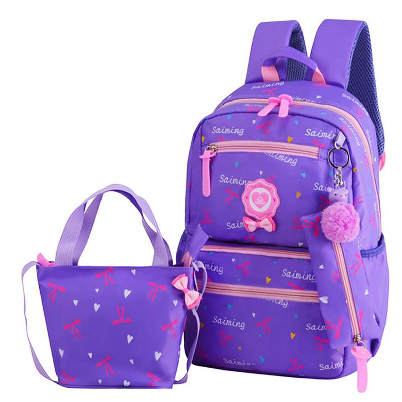 

School Bags Kids Orthopedic Backpack Teenager Girls Printing Travel Backpacks 3pcs/Set Rucksack Schoolbags Mochila Infantil, Sky blue