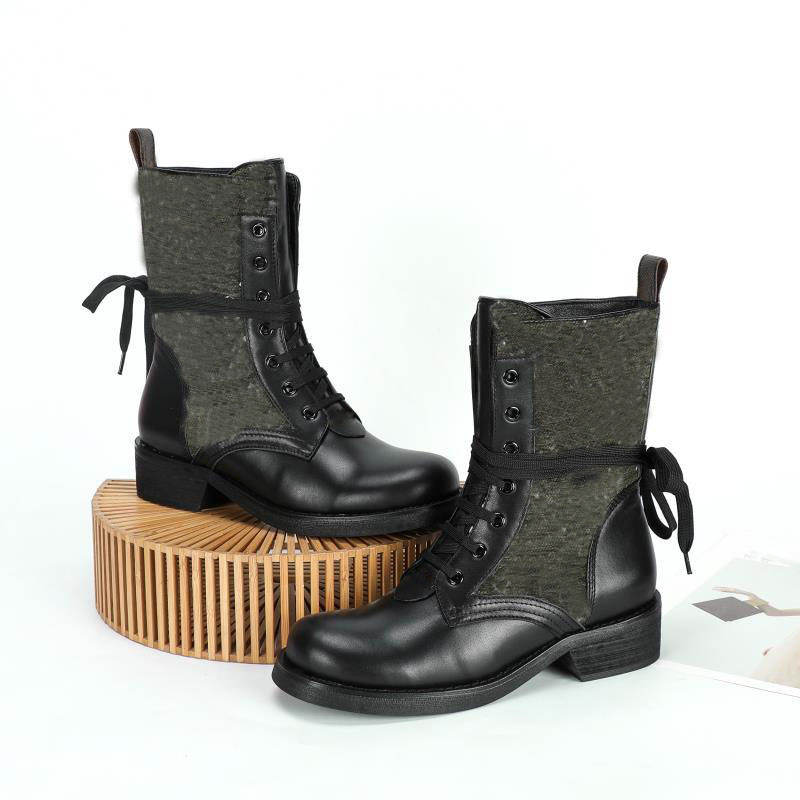 

Designer Luxury Women Black Green Ankle Boots Patent Leather Lace Up Booties Size EU 35M, Don't pay it