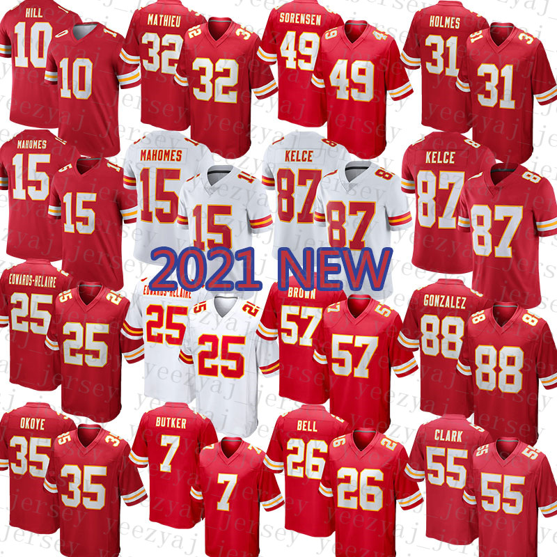 

2021 New Kansas Mens City Women Chief American Football Jersey Youth 15 Patrick Mahomes 87 Travis Kelce 10 Tyreek Hill 25 Clyde Edwards-Helaire 95 Chris Jones 63 Lanier, Mens-qiuzhang+patch