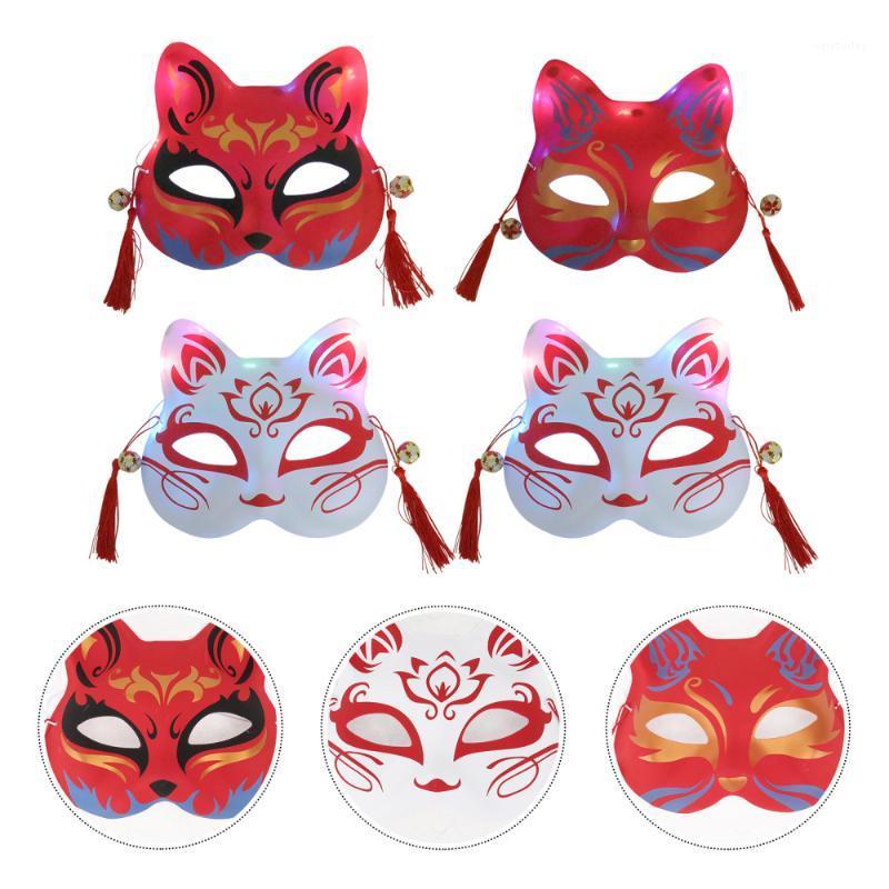 

Party Decoration 4Pcs Masquerade Masks Luminous Cat Face Cosplay For Decor