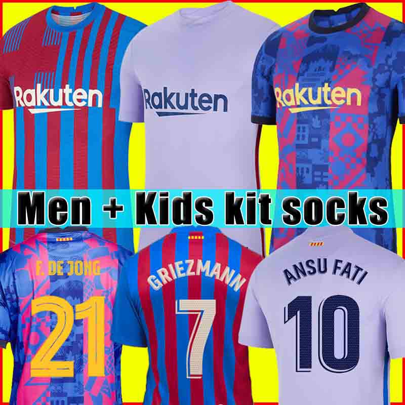 

Camisetas de football jerseys MEMPHIS PEDRI Kun Aguero Barcelona soccer BARCA FC 21 22 ANSU FATI 2021 2022 GRIEZMANN F. DE JONG DEST kit shirt men + kids sets socks, 21/22 men third + patch1