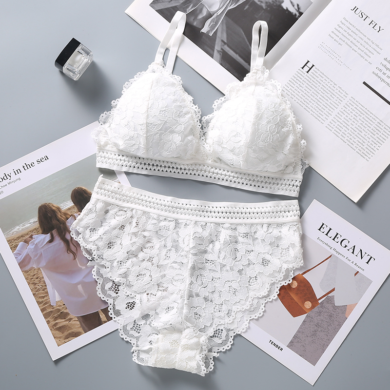 

Wholesale Women Bra Set French Lace Bralette Triangle Bra Seamless Underwear Wirefree Brassiere Push Up Bra And Briefs Set Sexy, Only bra-orange