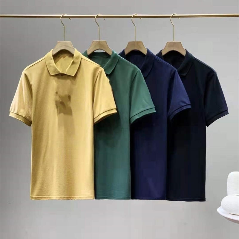 

Summer men's short sleeve solid color casual simple loose polo shirt business T-shirt fashion 7182113, Green