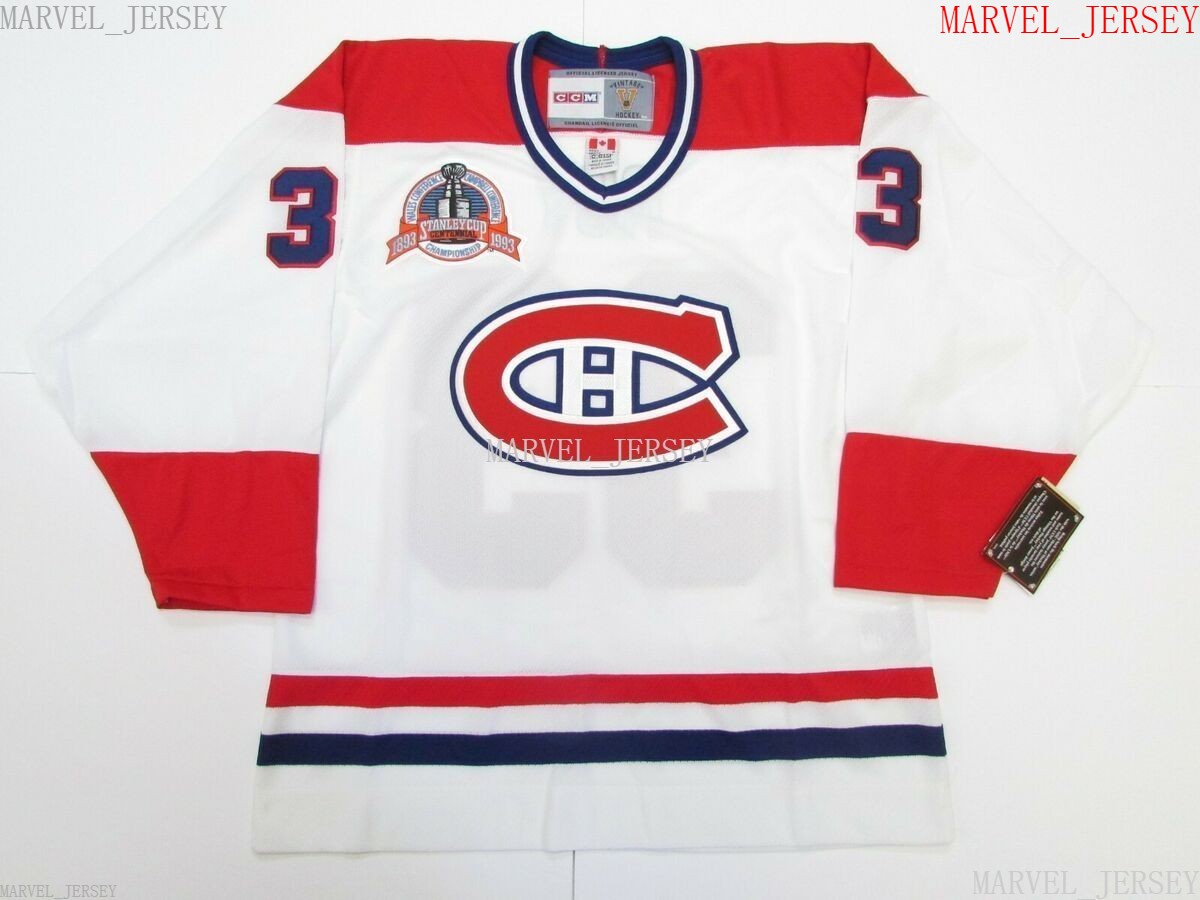 

Cheap custom PATRICK ROY MONTREAL CANADIENS 1993 STANLEY CUP FINAL CCM HOCKEY JERSEY Stitch any name number -5XL, As pic