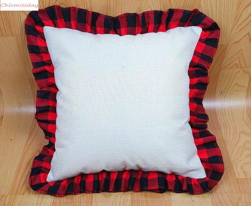 

18 inch Blank Sublimation Pillow Case DIY Thermal Linen Cushion Throw Pillow Covers Tartan Plaid Lace Pillowcases Home Decoration, Extra shipping fees/not product