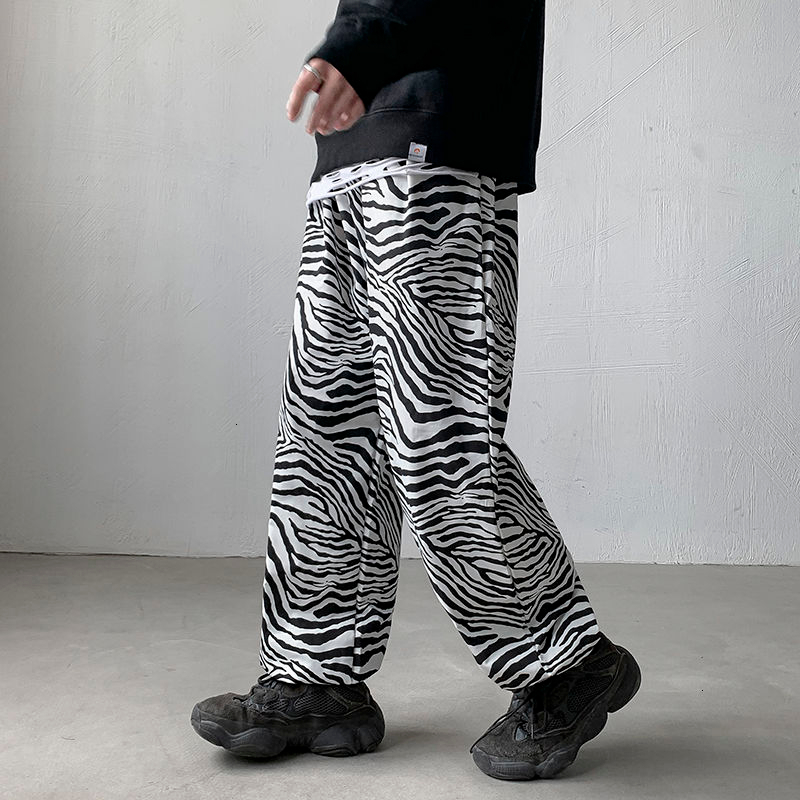 

2021 New Autumn Striped Men's Fashion Retro Casual Men Streetwear Wild Hip-hop Straight Wide-leg Pants Mens Joggers Bleu, White