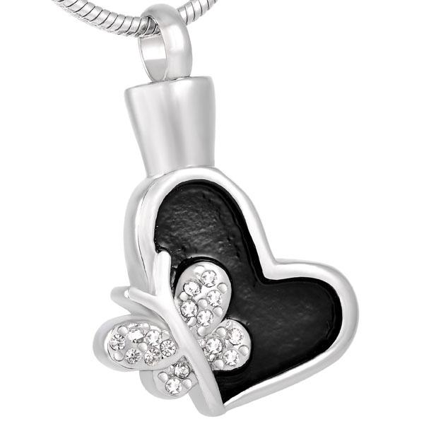 

Pendant Necklaces IJD8327 Fashion 316L Stainless Steel Crystal Butterfy Heart Cremation Necklace Keepsake Urn Ashes Memorial Jewelry