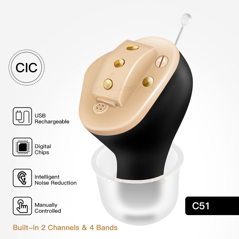 CIC Invisible Hearing Aid Amplifier Rechargeable Wireless Sound Earbuds For Seniors Deaf Severe Hearing Loss Left&ampRight Ear AidScouts-image-734813128