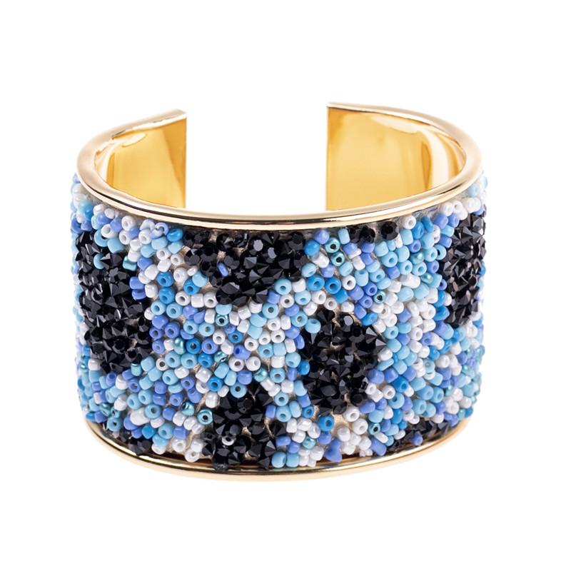 

Bangle Colorful Beads Decoration Open Bracelet For Women Metal Width Fashion Jewelry Gift