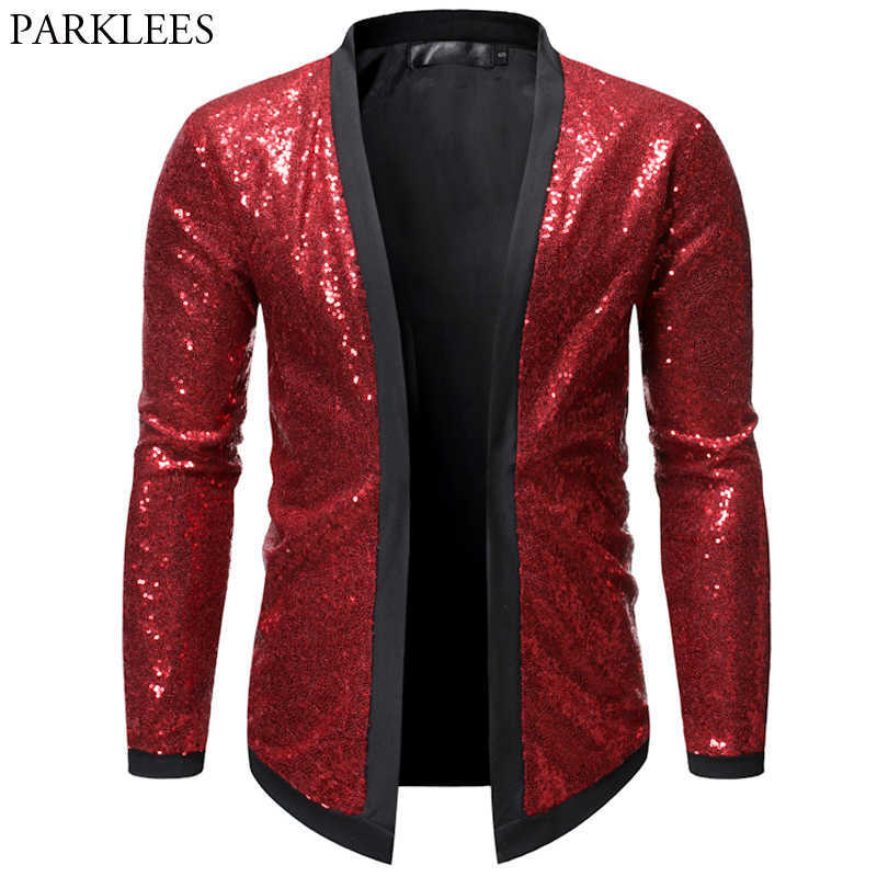 

Sequin Bomber Jacket Men Red Shiny Glitter Jackets Men Cardigan Nightclub Dj Show Dance Stage Performance Mens Chaqueta Hombre X0621, Silver