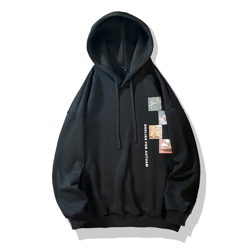 

2021 New Men's Tie-dye Hip Hop Patchwork O-neck Long Sleeves Hoodies Top Blouse Hoodie Male Black White Loose Casual Sweatshirts Nk7c