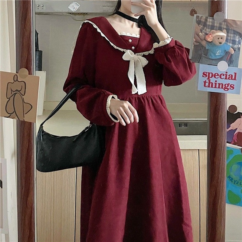 

New Spring Japanese Lolita Elegant Sweet Patchwork Party Female French High Street Kawaii Korean Women 2021 084u, Red