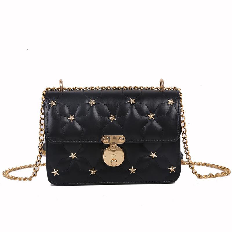 

2021 new star rivet small square Bag Fashion rhombic embroidery trend One Shoulder Messenger Bag, White