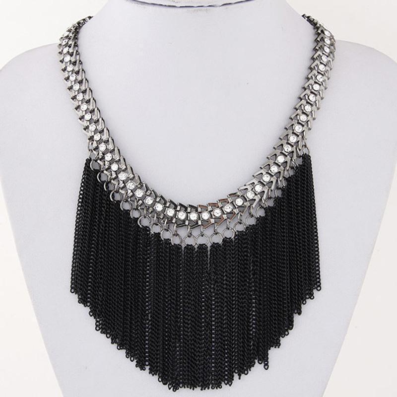 

Statement Fashion Women 2021 Vintage Long Rope Chain Crystal Bead Choker Big Collar Tassel Necklaces & Pendants Jewelry Bijoux Chains