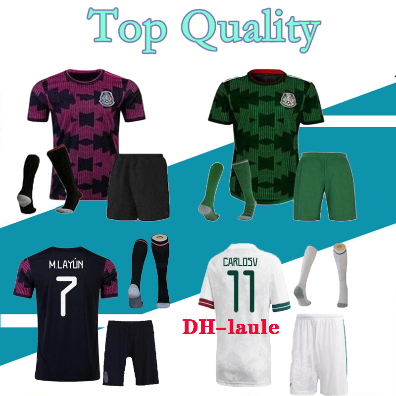 

2021 2022 Mexico soccer jerseys CHICHARITO 21 22 kits LOZANO DOS SANTOS Gold Cup Camisetas home away football shirt adult Men Wear with socks, Black;yellow