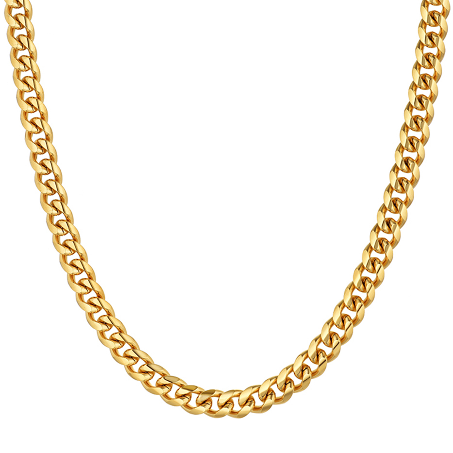 

Hiphop Miami Cuban Link Chain Necklaces 5/8/10mm Thick Gold Color StainlSteel Long Chains For Men/Women Jewelry Dropshipping X0509