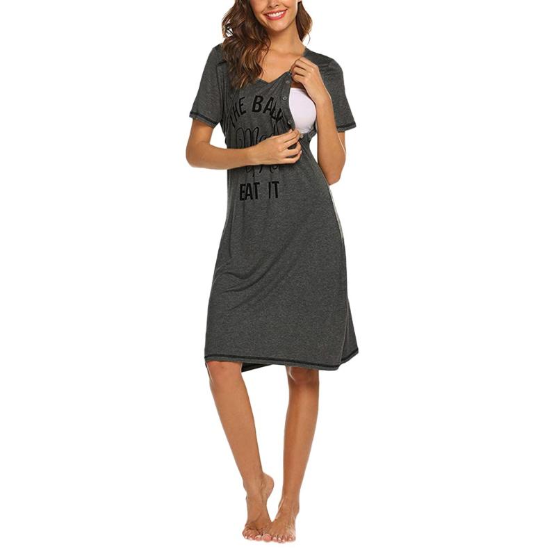 

Maternity Dresses For Casual Nursing Short Breastfeeding Sleeve Women's Letter Dress, White