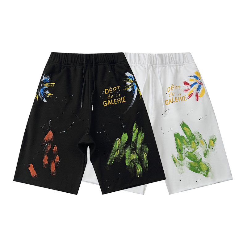 

GALLERY DEPT Basketball Shorts Men Splash Ink Street Style Shorts Summer Casual Sweat Pants 2021 Fashion New Design, White