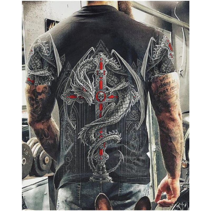 

Men's T-Shirts Summer Skull Printed TShirt For Men Casual Short Sleeve Clothes Streetwear Oversized T-Shirt Hip Hop 3D Printing O-NeckTop Te, Zjm1-1616