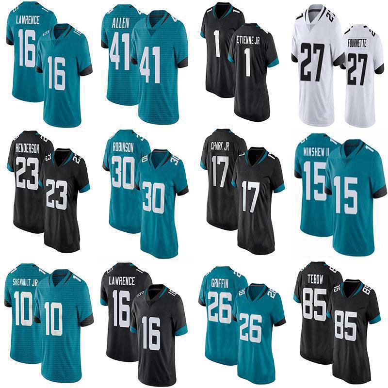 

16 Trevor Lawrence 85 Tim Tebow 1 Travis Etienne jr Custom Football Jerseys 10 Laviska Shenault 26 Shaquill Griffin 25 James Robinson 39 Jamal Agnew Josh Allen DJ Chark, Mens