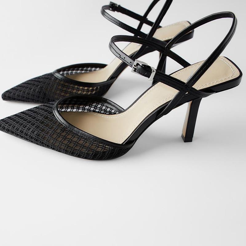 

Sandals Large Size Female Shoe High Heels Big Girls Black Comfort Fashion Stiletto Closed High-heeled Solid Hollow Out