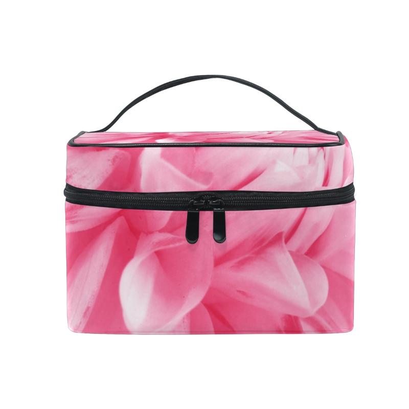 

FengJu Cosmetic Bag Portable Travel Organizer Hanging Toiletry Case Storage Tote for Girls Woman Rosy Flower, As pic