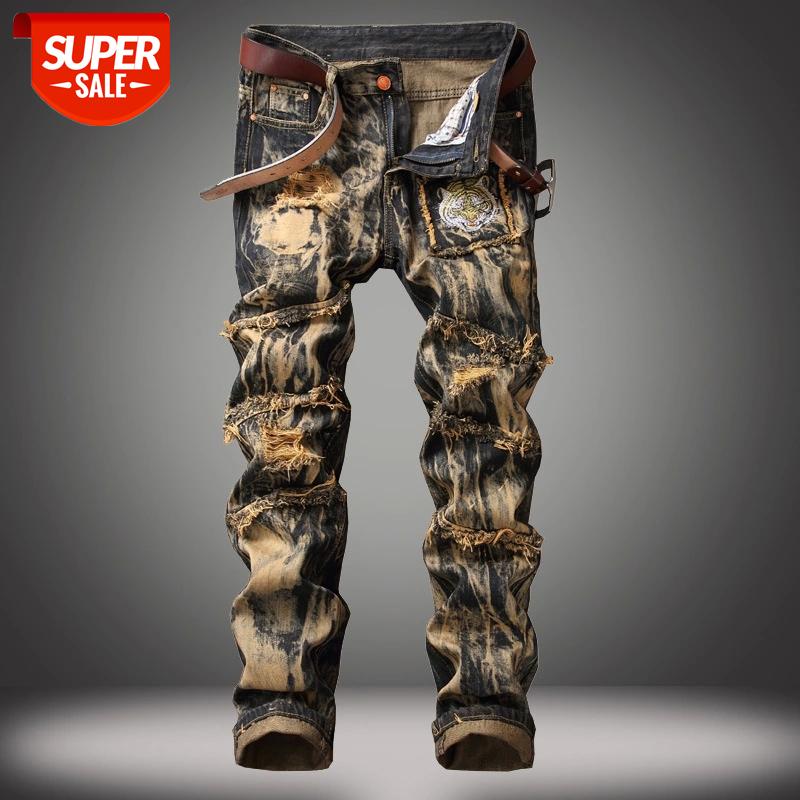 

Denim Designer Hole Jeans High Quality Ripped for Men Size 28-38 40 42 2021 Autumn Spring HIP HOP Punk Streetwear #xs29, Black