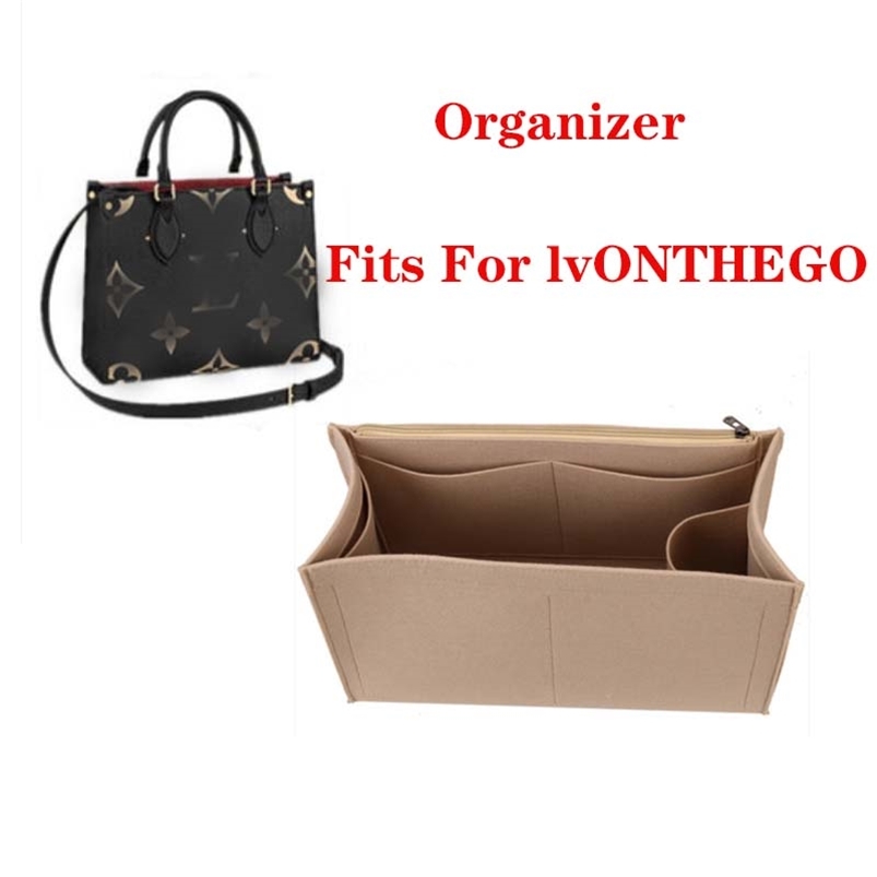 

Fits ONTHEGO Tote 3MM Premium Felt Insert Bag Organizer Cosmetic Bag Handbag shaper Organizer Travel Inner Purse 210811, Style 2 khaki