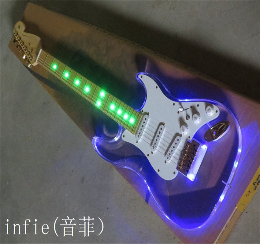 

2021 Transparent acrylic 7V electric fretboard light models guitar
