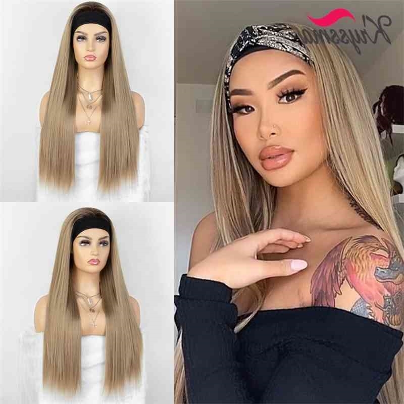 

Straight Silky Kryssma Long Wig Golden Headband Synthetic for Women Natural Full Machine Made Hair Wigs, H0502
