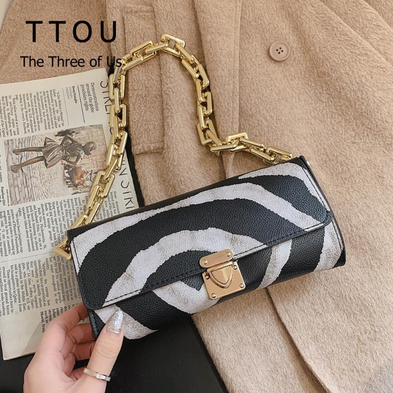 

2021 New Fashion Leopard Lock Small Square Bag Fashion Designer One Shoulder Bag Women's Handbag Chain Armpit Bags, Big stripes