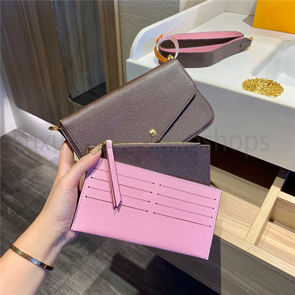 

2021 luxurys mens designers chain womens shoulder wallet handbags purses holder tote bag key Zippy Coin Purse fashion women Three-piece bags, No bags