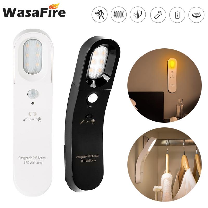 

USB Rechargeable LED Motion Sensor Night Light Intelligent Light Sensor 3 Modes Nightlights Portable Rotate Dimmable Lamp