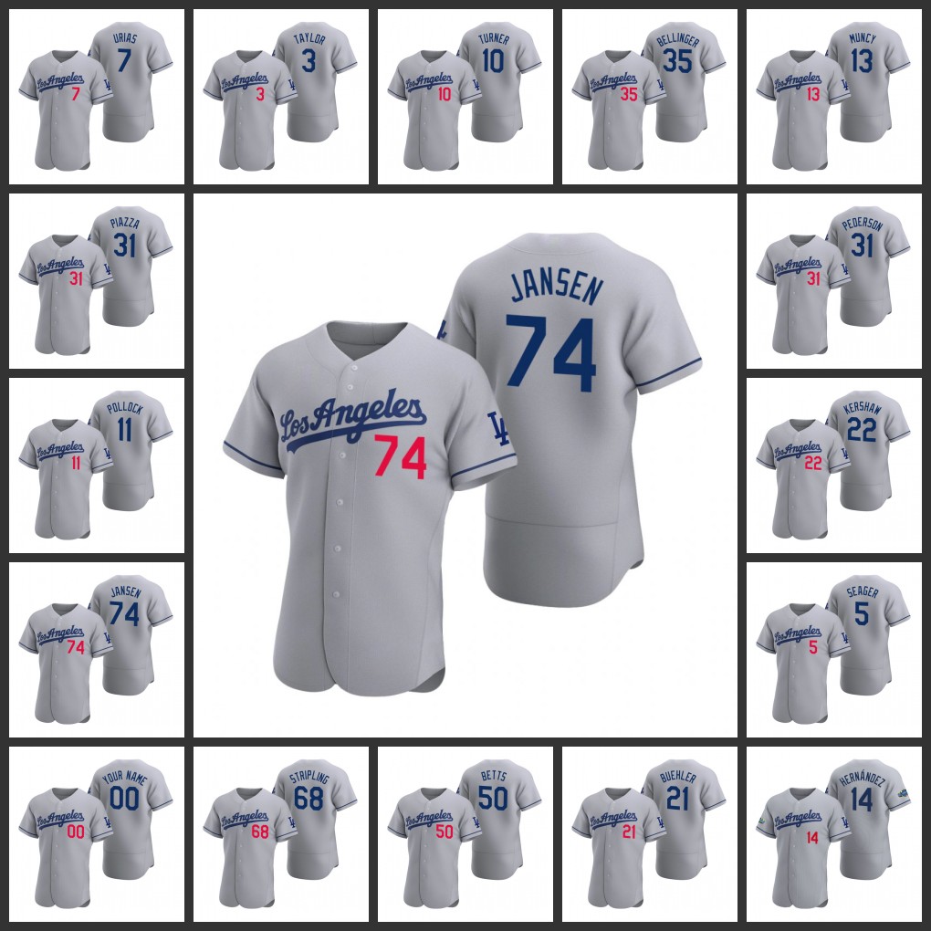 

Los Angeles's Dodgers Jersey Men Women Youth #10 Justin Turner 21 Walker Buehler 50 Mookie Betts 22 Clayton Kershaw Custom Gray Authentic, Black