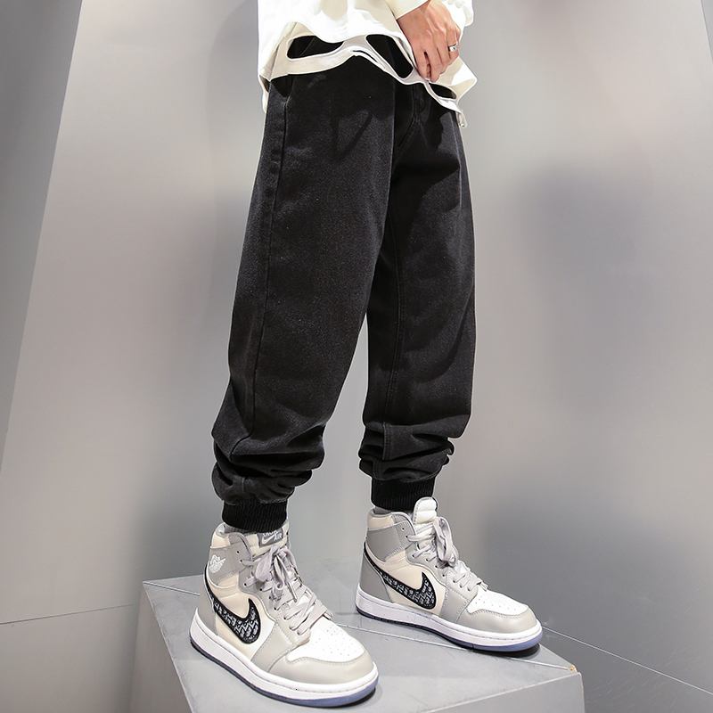 

2021 new japanese vintage designer men jeans loose fit black spliced cotton cargo pants fashion streetwear hip hop joggers harem trouse qgij, Blue