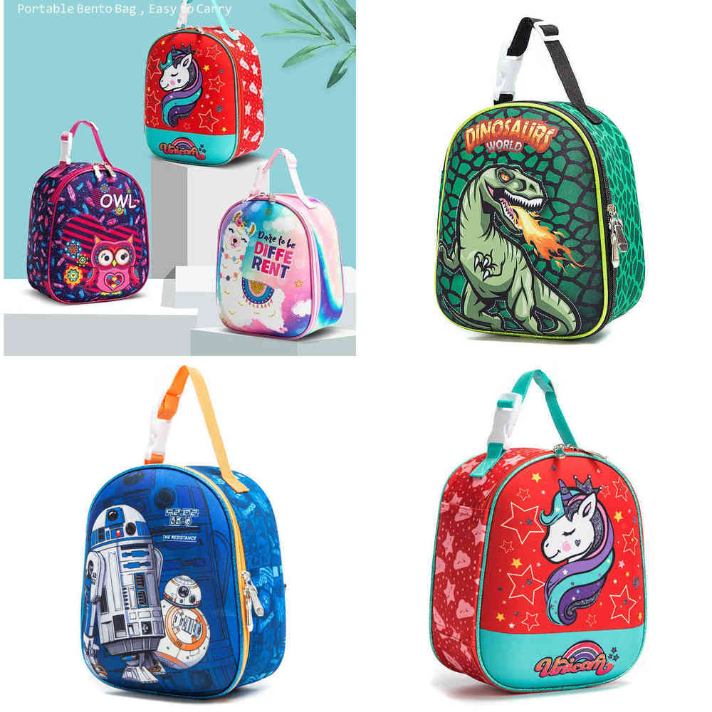 

Childrens Insulated Lunch Pack Food Box Bags for Kids Boys Girls School Picnic Snack Boxes Waterproof Oxford Handbag Unicorn Dinosaur Football Game Print G88B8F1, Spaceship