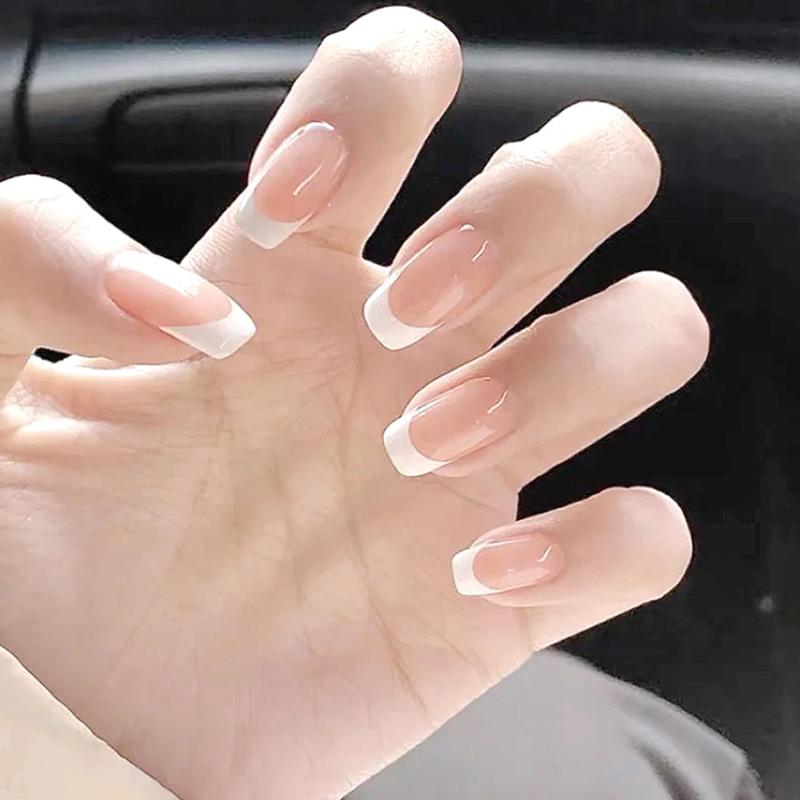 

False Nails 24 Pcs/box French Fake With Press Glue Coffin Flame On Detachable Stick Art DIY Manicure Tools, Red;gold