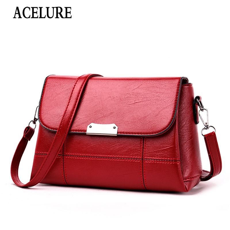 

ACELURE Black Red Gray PU Leather Shoulder Crossbody Bags for Women Small Messenger Bag Elegant Ladies Party Wedding Handbag