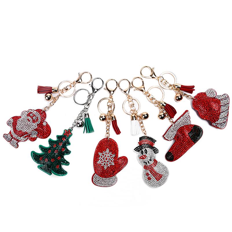

Keychains Korean Velvet Christmas Series Key Chain Pendant Women's Luggage Car Creative Gifts.